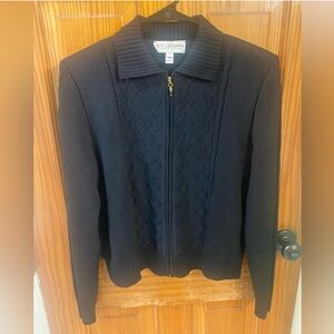 St. John Collection Vintage Santana Knit Zip Up Cardigan Jacket